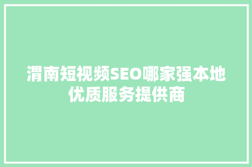 渭南短视频SEO哪家强本地优质服务提供商