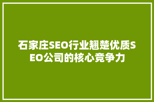 石家庄SEO行业翘楚优质SEO公司的核心竞争力