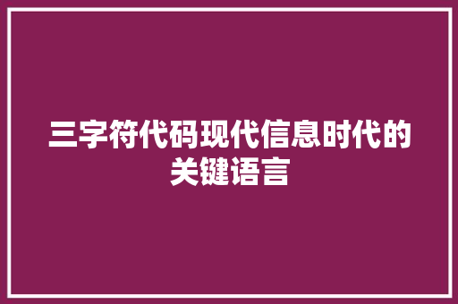 三字符代码现代信息时代的关键语言