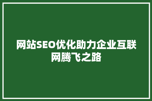 网站SEO优化助力企业互联网腾飞之路