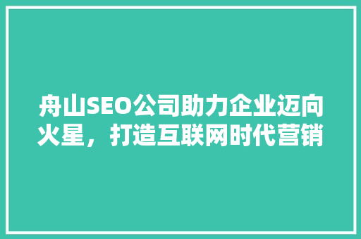 舟山SEO公司助力企业迈向火星，打造互联网时代营销新格局