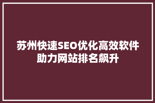 苏州快速SEO优化高效软件助力网站排名飙升
