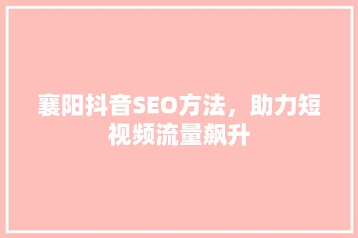 襄阳抖音SEO方法，助力短视频流量飙升