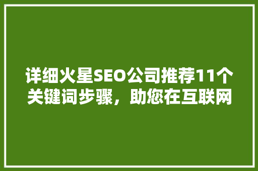 详细火星SEO公司推荐11个关键词步骤，助您在互联网海洋中乘风破浪
