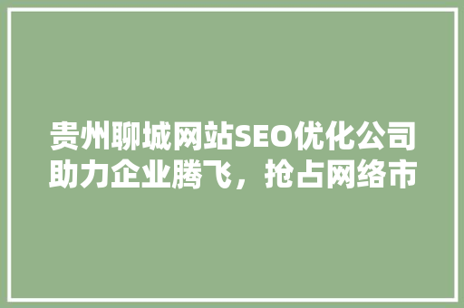 贵州聊城网站SEO优化公司助力企业腾飞，抢占网络市场制高点