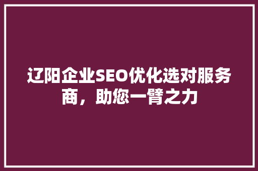 辽阳企业SEO优化选对服务商，助您一臂之力