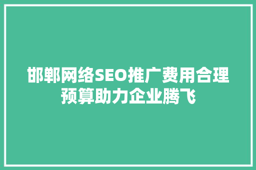 邯郸网络SEO推广费用合理预算助力企业腾飞