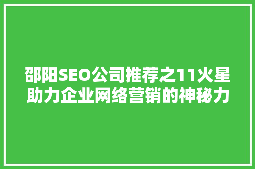 邵阳SEO公司推荐之11火星助力企业网络营销的神秘力量