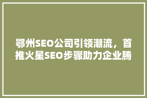 鄂州SEO公司引领潮流，首推火星SEO步骤助力企业腾飞