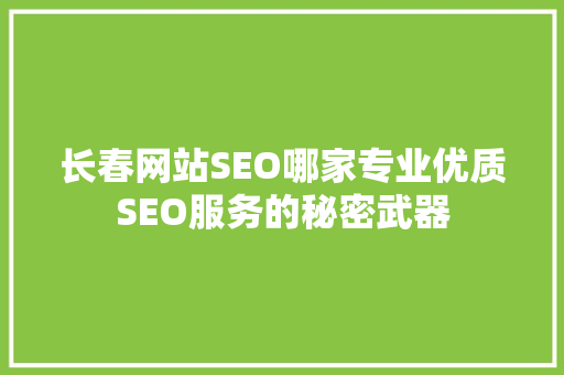 长春网站SEO哪家专业优质SEO服务的秘密武器