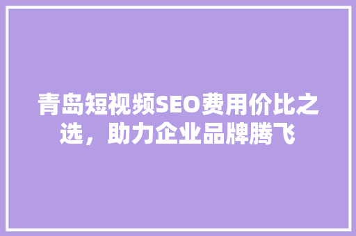 青岛短视频SEO费用价比之选，助力企业品牌腾飞