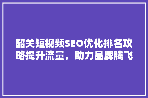 韶关短视频SEO优化排名攻略提升流量，助力品牌腾飞