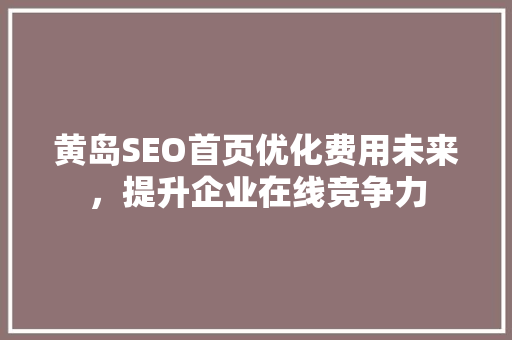 黄岛SEO首页优化费用未来，提升企业在线竞争力