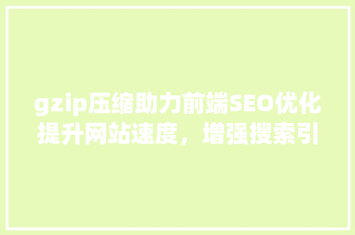 gzip压缩助力前端SEO优化提升网站速度，增强搜索引擎排名