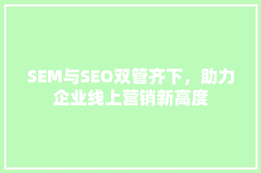 SEM与SEO双管齐下，助力企业线上营销新高度