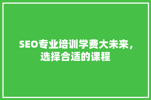 SEO专业培训学费大未来，选择合适的课程