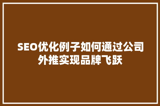SEO优化例子如何通过公司外推实现品牌飞跃