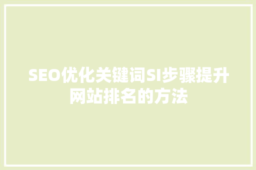 SEO优化关键词SI步骤提升网站排名的方法