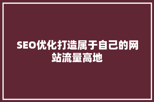 SEO优化打造属于自己的网站流量高地