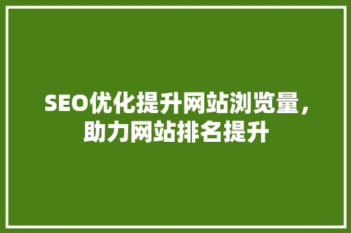 SEO优化提升网站浏览量，助力网站排名提升