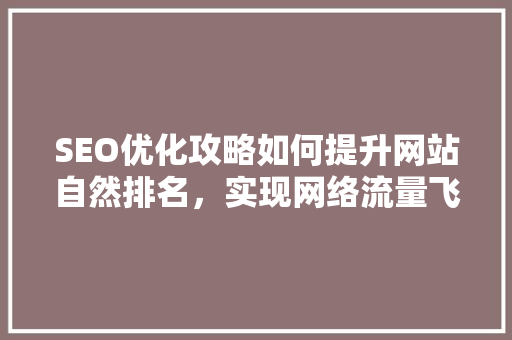 SEO优化攻略如何提升网站自然排名，实现网络流量飞跃