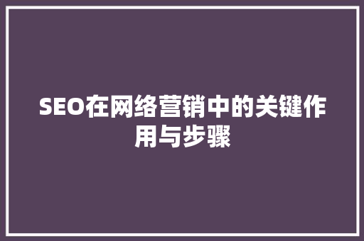 SEO在网络营销中的关键作用与步骤