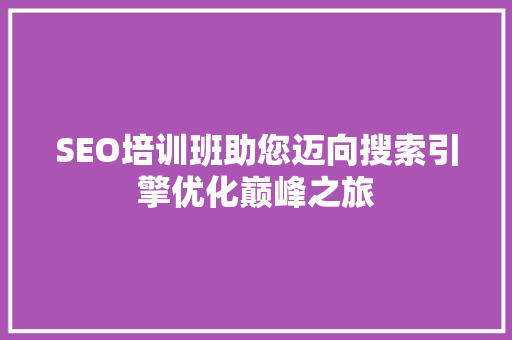 SEO培训班助您迈向搜索引擎优化巅峰之旅