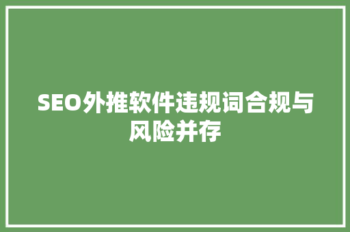 SEO外推软件违规词合规与风险并存