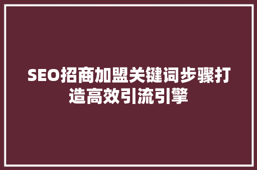 SEO招商加盟关键词步骤打造高效引流引擎