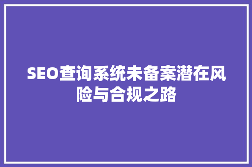 SEO查询系统未备案潜在风险与合规之路