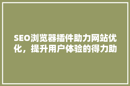 SEO浏览器插件助力网站优化，提升用户体验的得力助手