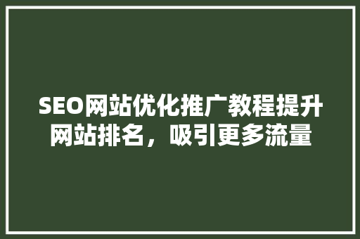 SEO网站优化推广教程提升网站排名，吸引更多流量