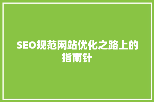 SEO规范网站优化之路上的指南针