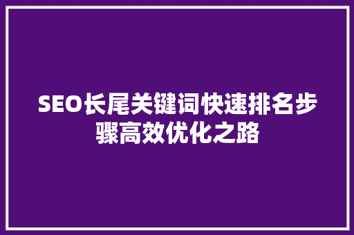 SEO长尾关键词快速排名步骤高效优化之路