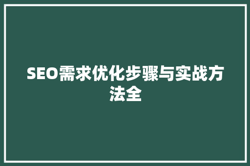 SEO需求优化步骤与实战方法全