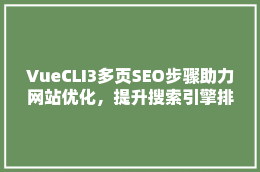 VueCLI3多页SEO步骤助力网站优化，提升搜索引擎排名