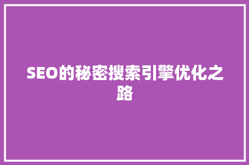SEO的秘密搜索引擎优化之路
