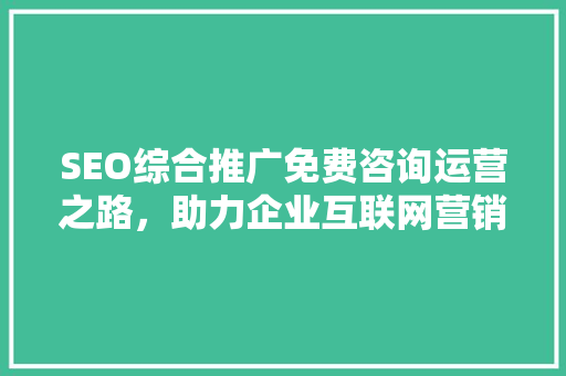 SEO综合推广免费咨询运营之路，助力企业互联网营销新高度