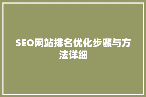 SEO网站排名优化步骤与方法详细