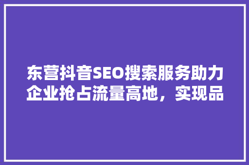 东营抖音SEO搜索服务助力企业抢占流量高地，实现品牌价值最大化