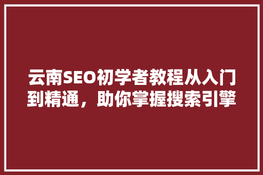云南SEO初学者教程从入门到精通，助你掌握搜索引擎优化之路