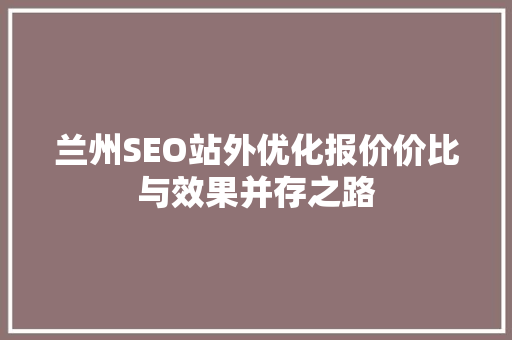 兰州SEO站外优化报价价比与效果并存之路