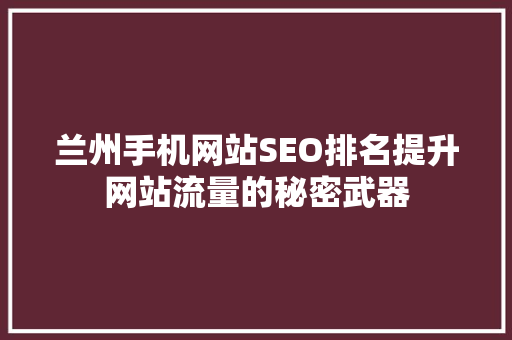 兰州手机网站SEO排名提升网站流量的秘密武器