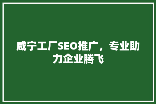咸宁工厂SEO推广，专业助力企业腾飞