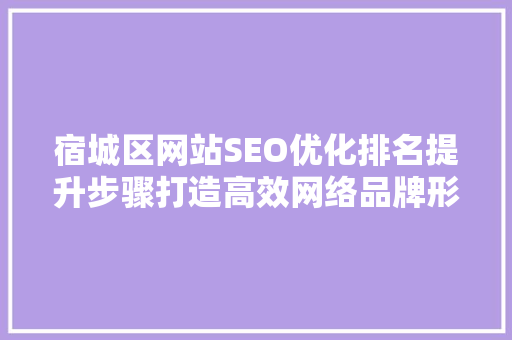 宿城区网站SEO优化排名提升步骤打造高效网络品牌形象