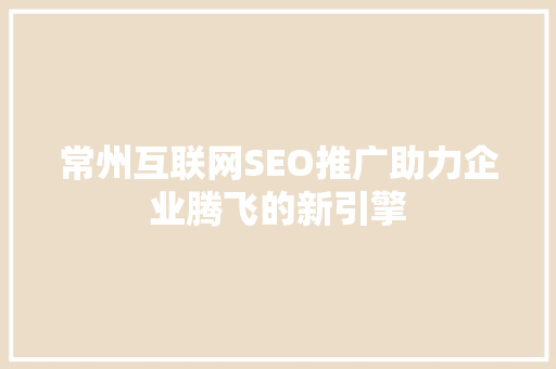 常州互联网SEO推广助力企业腾飞的新引擎