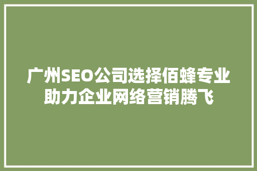 广州SEO公司选择佰蜂专业助力企业网络营销腾飞