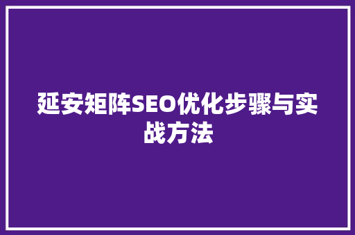 延安矩阵SEO优化步骤与实战方法