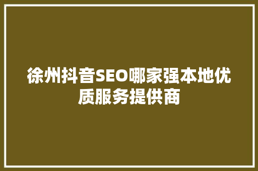 徐州抖音SEO哪家强本地优质服务提供商