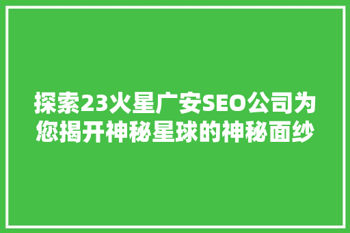 探索23火星广安SEO公司为您揭开神秘星球的神秘面纱